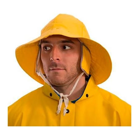 Tingley Industrial Work Yellow Lined Rain Hat, Waterproof, .35mm PVC on Polyester, Medium H53237.MD